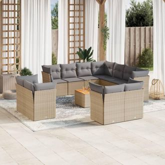 vidaXL Set De Sof&aacute;s De Jard&iacute;n 12 Pzas Y Cojines Rat&aacute;n Sint&eacute;tico Marr&oacute;n Vidaxl