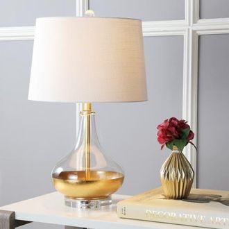 Jonathan Y Designs West Glass LED Table Lamp in Clear/gold at Nordstrom
