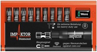 Wera Bit Assortimento Bit-Check Impaktor, 10 Parti, Ph / Pz / Esagonale / Torx