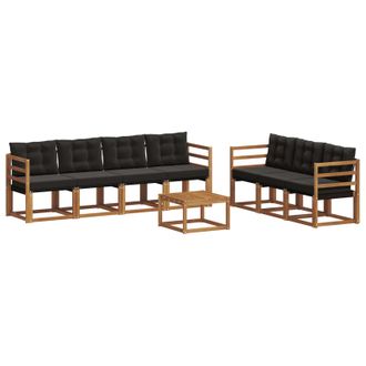 vidaXL Conjunto De Sof&aacute;s De Exterior Con Coj&iacute;n 8 Pcs Natural Y Negro Vidaxl