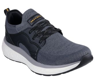 Skechers Mens Lancer Dalton Sneaker, Black Gray Knit/Synthetic, 11 UK