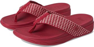 FitFlop Surfa Multi-Tone Webbing Toe-Post Sandals Womens Wedge Shoes Redberry : 6 M (B), Synthetic