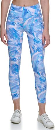 Calvin Klein Womens Printed High Waist 7/8 Length Tight Leggings, Intermix Hyacinth, S