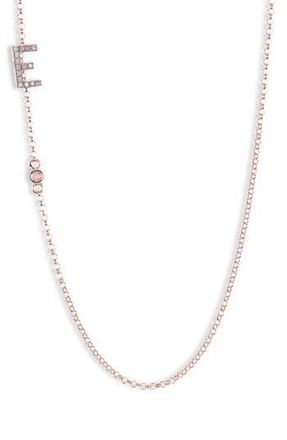 Meshmerise Bezel Diamond Initial Chain Necklace - 0.2ct. in Rose-E at Nordstrom Rack