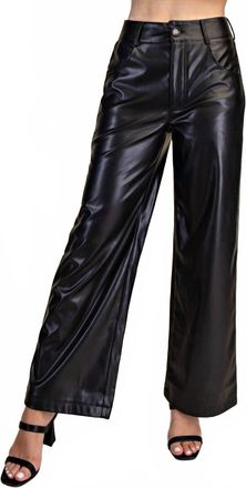 Glam Willa Wide Leg Leather Pants In Black