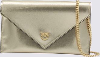 Pinko Gold Tone Leather Crossbody Bag