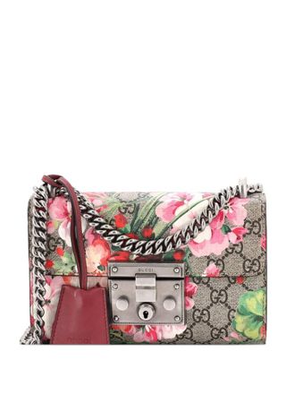 Gucci Padlock Blooms Print GG Coated Canvas Small shoulder bag - Brown