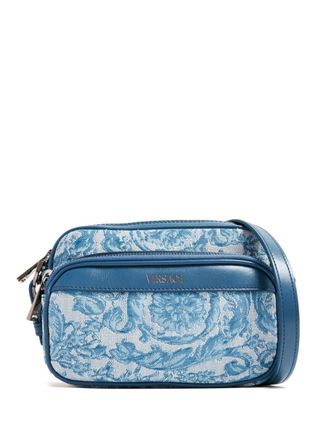 Versace Borsa messenger con stampa Barocco - Blu
