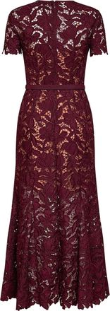 Self Portrait Womens Midi Dress Macram&eacute; Lace Burgundy Polyester