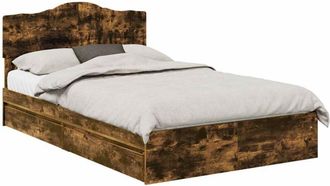 vidaXL Storage Bed with Drawer Smoked Oak 135 x 190 cm Engineered Wood vidaXL