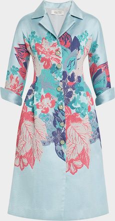 Teri Jon A-Line Floral Jacquard Coat Dress