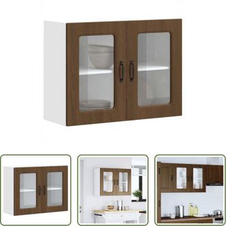 vidaXL vidaXL Armadio in vetro - Pensile da Cucina con Porta in Vetro Kalmar Rovere Marrone