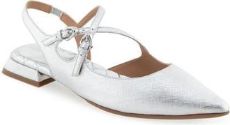 Aerosoles Napoli Pointed Toe Slingback Flat in S03 Silver Met Tx P at Nordstrom, Size 8.5