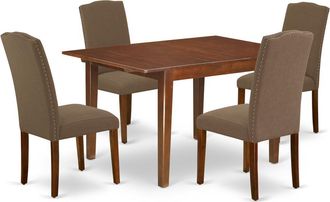 East West Furniture Dining Room Set Mahogany, MLEN5-MAH-18