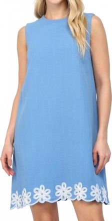 Fate Embroidered Floral Hem Mini Dress In Blue