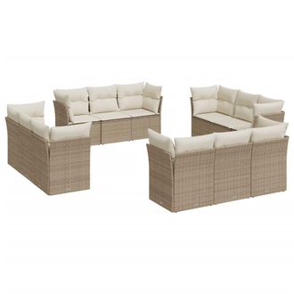 vidaXL Set De Sof&aacute;s De Jard&iacute;n 12 Pzas Y Cojines Rat&aacute;n Sint&eacute;tico Marr&oacute;n Vidaxl