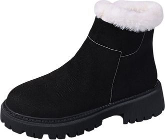 Generic Womens Winter Boots Fashionable Ankle Boots With Warm Outdoor Casual Shoes For Daily Wear Comfortable Sole Snow Boots(Black1, 6.5)