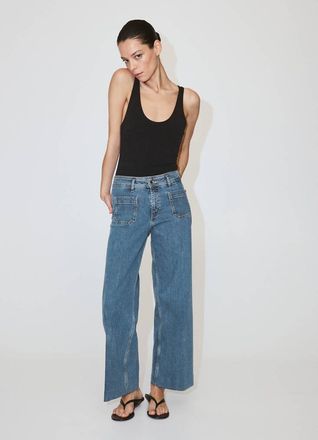 Mango Jeans wide leg vita alta blu medio - Donna - 36 - MANGO