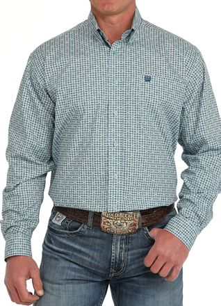 Cinch Long Sleeve Print Top In Green
