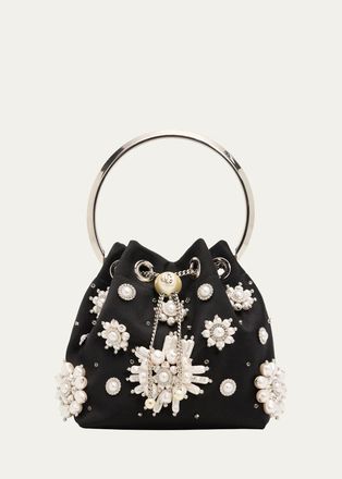 Jimmy Choo London Bon Bon Pearly Satin Bucket Bag