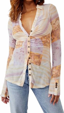Free People Lucky Button-Front Shirtee In Light Combo