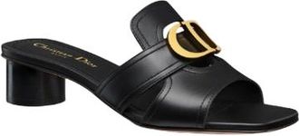 Dior Black Calfskin Montaigne 30 Heeled Slides