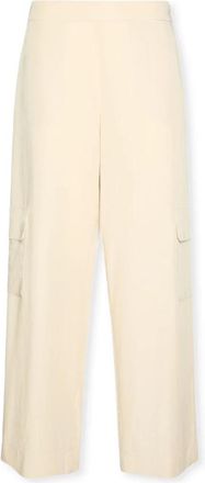 Elena Miro Fluid Lyocell Cargo Broek - Dames - Wijde Broeken - Beige - 5XL - Broeken