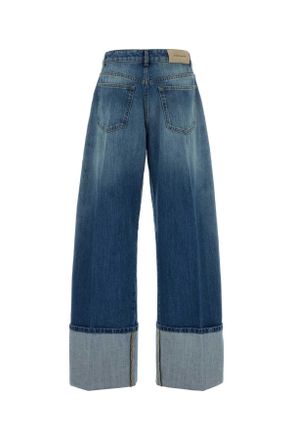 Givenchy Womens Denim Wide-Leg Jeans Mediumblue Exterior: Cotton Pantaloni Trousers