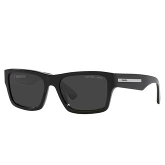 Prada Sunglasses, male, Black, 56 MM, Rectangular Polarized Sunglasses Black Frame