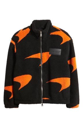 Reiss x McLaren Fleece Jacket in Black/Papaya Or at Nordstrom, Size Medium