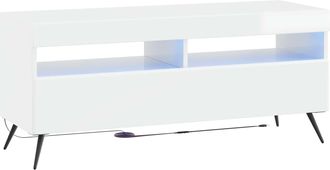 vidaXL Mueble De Tv Led Blanco Brillante Madera De Ingenier&iacute;a Vidaxl