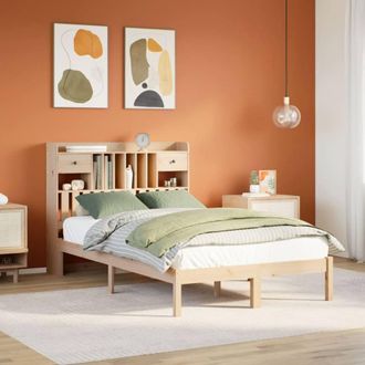 Berkfield Home Bookcase Bed without Mattress 135x190 cm Double Solid Wood Pine in Brown