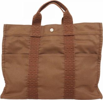 Herm&egrave;s Brown Canvas Tote Bag (Pre-Owned)