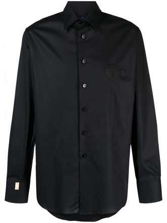 Billionaire Boys Club logo-embroidered poplin shirt - men - Elastane/Cotton - XXXL - Black