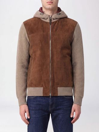 Brunello Cucinelli Bomber in pelle scamosciata e cashmere con cappuccio