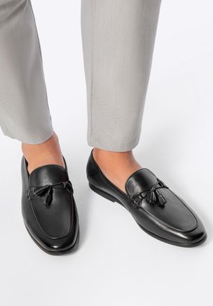 Wittchen Heren Leren Loafers met Kwastje Zwart Natuurlijk Leer