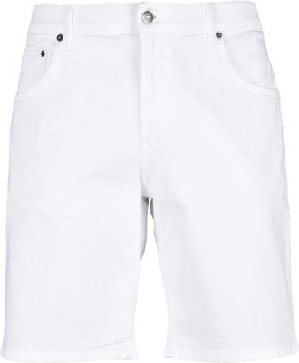 Dondup White Mid-Thigh Zip Closure Stretch Cotton Shorts