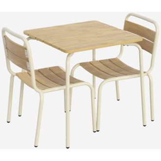 Sweeek Set tavolo da giardino per bambini in acciaio e legno con 2 sedie