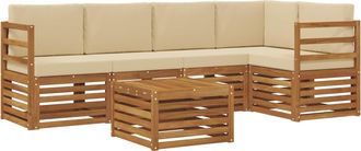 vidaXL Conjunto De Sof&aacute;s De Exterior 6 Uds. Natural Y Beige Poli&eacute;ster Vidaxl