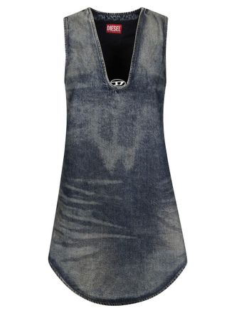 Diesel Sleeveless Denim Top With Deep V-Neckline
