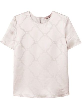 Twin-Set Oval T-jacquard T-shirt - women - Lyocell - 40 - White