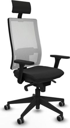 Piqueras y Crespo Piqueras Y Crespo - Horna sincro malla blanca similpiel negro brazos 3D base piramidal cabecero fijo ruedas 65mm engomadas