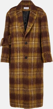 Loewe Checked fringed mohair and wool coat
