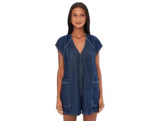 Free People Free Fall Denim Rompers Womens Shorts Deep Blue : MD (Womens 8-10) 3, Cotton/Denim