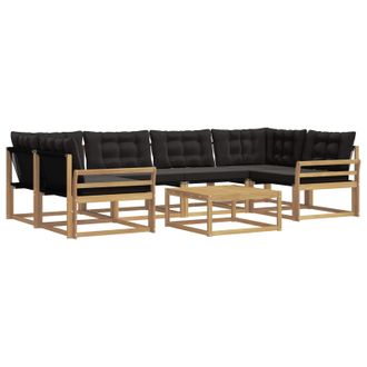 vidaXL Conjunto De Sof&aacute;s De Exterior 7 Pcs Blanco Y Negro Vidaxl