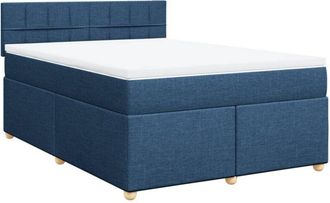 vidaXL Cama Box Spring Con Colch&oacute;n Tela Azul 160x200 Cm Vidaxl