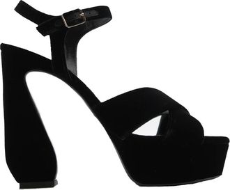 Sergio Rossi SI Sandalen - Dames - Sandalen met hakken - Zwart - 40 1/2 EU - Leer - Schoenen