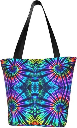 AOOEDM Tie Dye Perfection Tote Bag Women Capacity Shoulder Grocery Shopping Bags