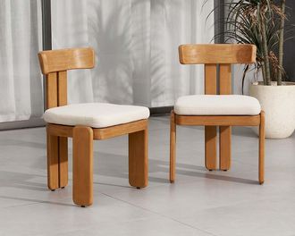 Castlery Eden Outdoor Dining Chair Set of 2 with Ivory Cover, (Sable) Oat, Removable Covers, Water Repellent