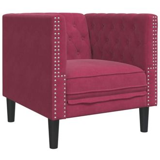 vidaXL Vidaxl - Sill&oacute;n Chesterfield De Terciopelo Artificial Rojo Tinto